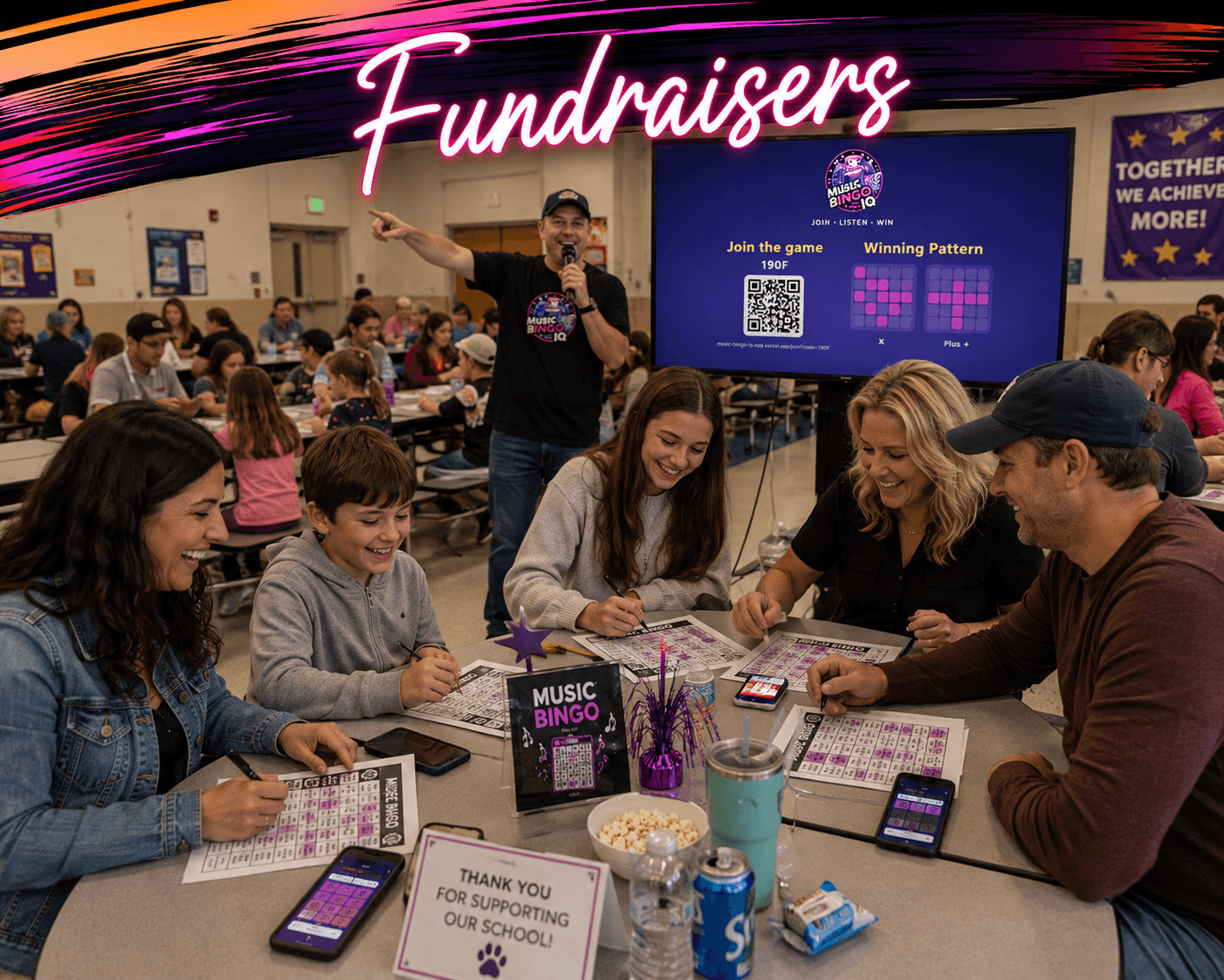 Guests playing music bingo at a fundraising event